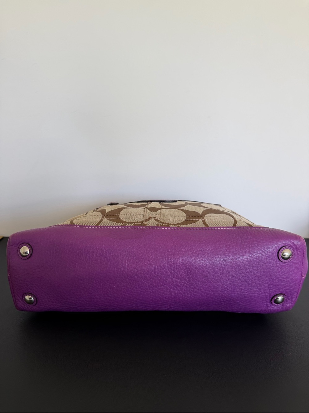 Coach Penelope Signature Shopper 14422 Khaki Berry Shoulder Tote - Picture 3 of 16